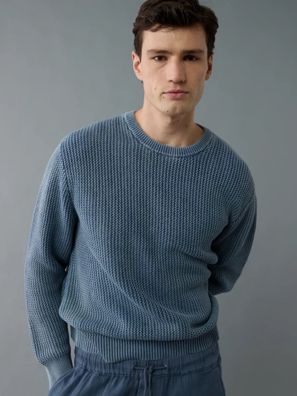 NWT American Eagle ($74.95) Blue Lightweight Textured Sweater